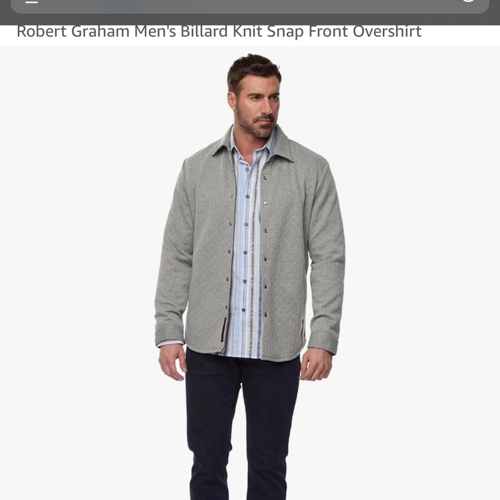 Robert Graham Gray Knit Snap Front Overshirt